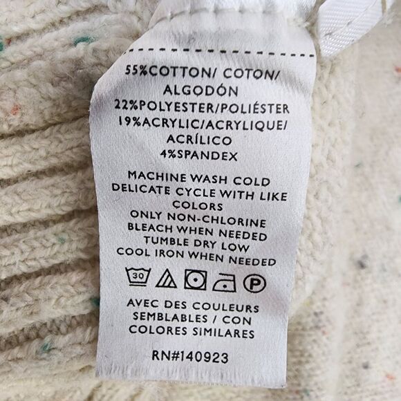 Loft Sweater Small Flecked Pocket Poncho Oversized Turtleneck 3/4 Sleeve Flowy - Picture 10 of 11